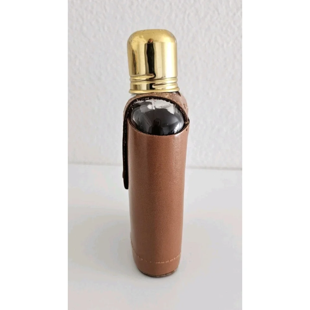 Vintage Flask With Leather Case Retro Classy Whiskey Brandy Topgrain Cowhide